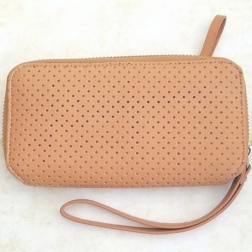 NWT Zip Top Clutch Tan Bag Wallet Purse - Picture 7 of 15